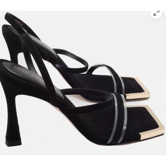 Women's Good American Sz 7.5  The Standout Square Toe Sandal GA022S-X Heels - Picture 4 of 6